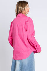 Rhinestone Button Up Collar Neck Shirt GeeGee