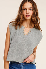 Slouchy Cropped Extended Sleeve Sweater Top La Miel