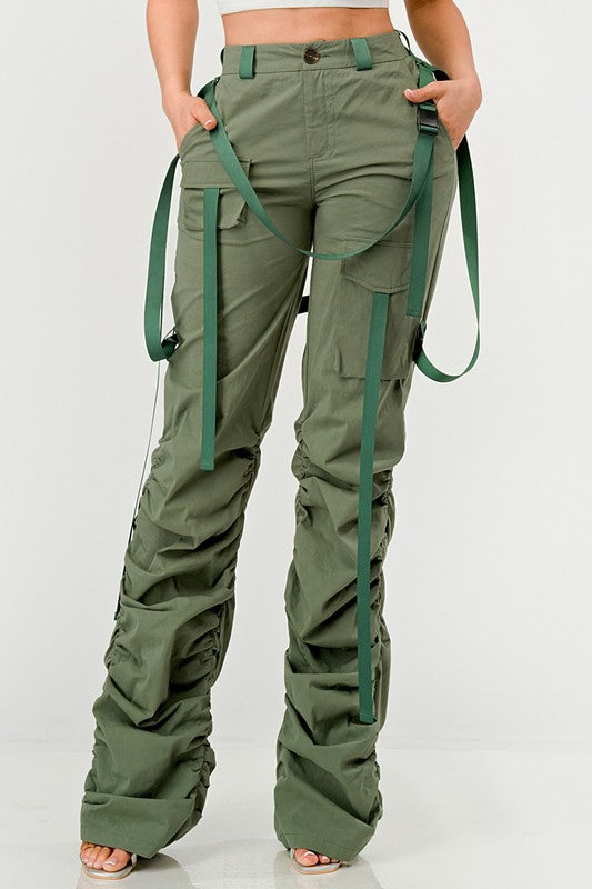 Ruched Utility Elegance Pants Athina OLIVE S