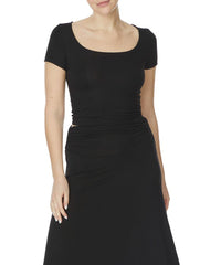 Bamboo Double Layered Crop Cap Sleeve Top Fabina BLACK S