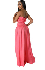 Two-Piece Flowing Wide Leg & Strapless Bralette Top Set By Claude