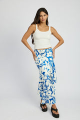 Asymmetrical Floral Ruffle Hem Maxi Skirt Emory Park