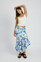 Asymmetrical Floral Ruffle Hem Maxi Skirt Emory Park