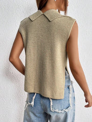 Sleeveless Ribbed Knit Sweater Vest Miss Sparkling