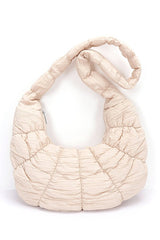 Quilted Puffer Oversize Hobo Bag Artini Accessories Beige O/S