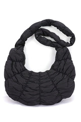 Quilted Puffer Oversize Hobo Bag Artini Accessories Black O/S