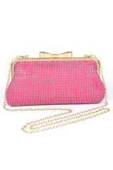 Mesh Rhinestone Soft Evening Clutch Bag Artini Accessories Fuchsia O/S