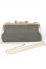 Mesh Rhinestone Soft Evening Clutch Bag Artini Accessories Black O/S