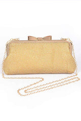 Mesh Rhinestone Soft Evening Clutch Bag Artini Accessories Gold O/S
