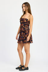 Floral Print Strapless Ruched Mini Dress Emory Park
