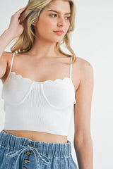 Scalloped Edge Ribbed Knit Cami Mable