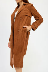 Classic Faux Suede Pocket Trench Coat Emory Park
