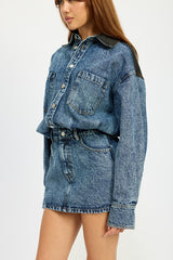 Button Up Denim Mini Dress Emory Park