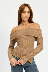 Asymmetrical Off Shoulder Top Emory Park MOCHA S