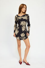 Cowl Neck Mini Flare Dress With Open Back Emory Park