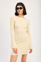 Long Sleeve Back Cut Out Mini Dress Emory Park