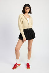 Cropped Zip Up Knit Hoodie Emory Park