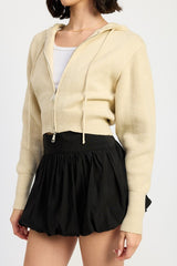 Cropped Zip Up Knit Hoodie Emory Park