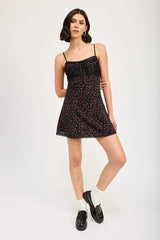 Lace-Trim Mini Slip Floral Dress Emory Park