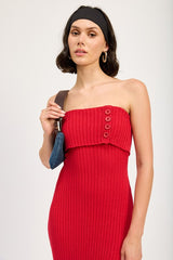 Fold Over Ribbed Tube Dress with Back Slit Emory Park