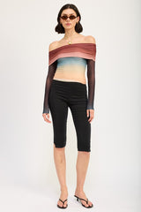 Ombre Off Shoulder Long Sleeve Top Emory Park