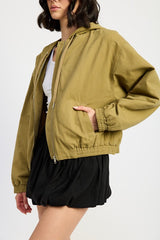 Vintage Washed Denim Zip Up Hoodie Emory Park