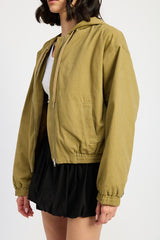 Vintage Washed Denim Zip Up Hoodie Emory Park