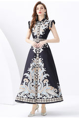 Elegant Baroque Sleeveless Maxi Dress By Claude