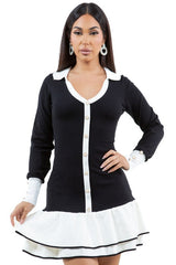 Contrast Button Look Sweater Dress By Claude