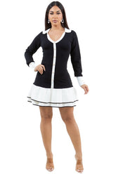 Contrast Button Look Sweater Dress By Claude BLACK L