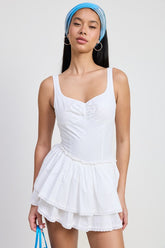 Mini Asymmetrical Tiered Sweetheart Dress Emory Park OFF WHITE S