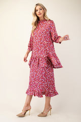 Floral Ruffled Top and Midi Skirt Set Celeste