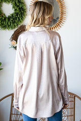 Ditsy Dot Button Down Collared Satin Shirt First Love