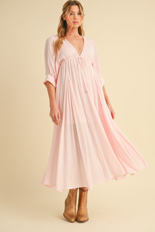 Geela Plunging Neck Midi Dress Aemi + Co PINK FIZZ S
