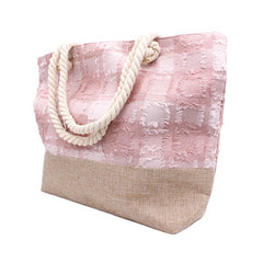 Frayed Tweed Plaid Beach Tote Bag Bella Chic LRLT Os