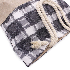Frayed Tweed Plaid Beach Tote Bag Bella Chic
