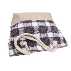 Frayed Tweed Plaid Beach Tote Bag Bella Chic