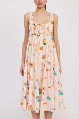 Babydoll Poplin Print Maxi Dress Emory Park