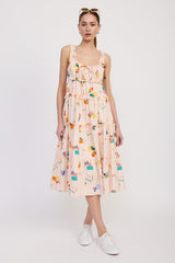 Babydoll Poplin Print Maxi Dress Emory Park NATURAL MULTI S