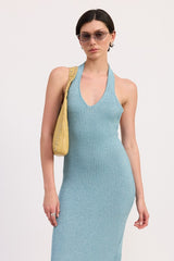 Knit Halter Bodycon Open Back Midi Dress Emory Park