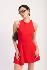 Halter Neck Flared Mini Dress With Open Back Emory Park