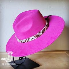 Gold Aztec Western Leather Band Choice Hat The Jewelry Junkie magenta 1
