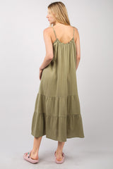 Ruffled A-Line Tiered Midi Cami Dress Very J
