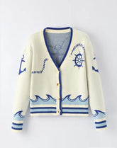 Nautical Anchor Knit Cardigan Miss Sparkling CREAM MULTI S