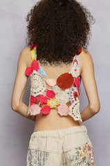 Openwork Floral Cropped Crochet Cami POL