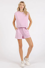 French Terry Crew Neck Top and Shorts Set Mittoshop