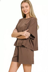 Exposed Seam Boxy Top & Shorts Set ZENANA