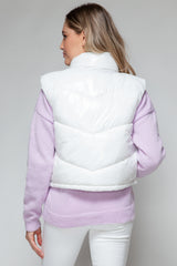 Zip Up Turtleneck Shiny Quilted Vest Snobbish