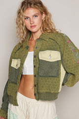Embroidered Sleeve Raw Edge Quilted Jacket POL