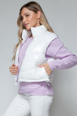 Zip Up Turtleneck Shiny Quilted Vest Snobbish